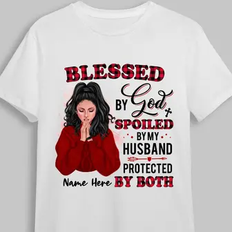 Personalized Protected By God And Husband T Shirt - Thegiftio UK