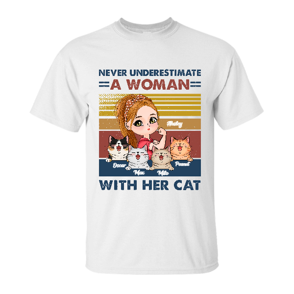 Custom Never Underestimate A Woman With Her Cat | Custom Name | Funny Cat Moms Gifts | Personalized Cat Mom | Seseable CA