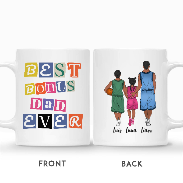 Custom Best Bonus Dad Ever Basketball | Custom Name | Fathers Day Gift From Stepson or Stepdaughter | Personalized Stepdad | Seseable CA