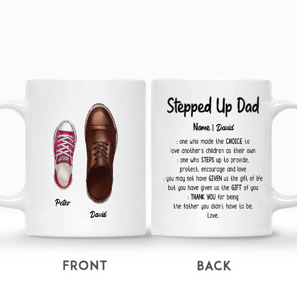 Custom Stepped Up Dad Definition | Custom Name | Bonus Dad Step Fathers Day Gifts | Personalized Stepdad | Seseable CA