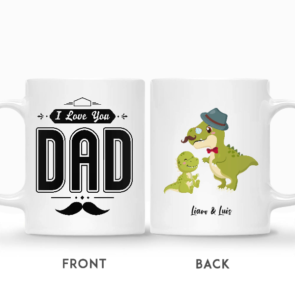 Custom Dinosaurs I Love You Dad | Custom Name | Fathers Day Gifts | Personalized Fathers Day | Seseable CA