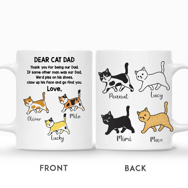 Custom Dear Cat Dad | Custom Name | Cat Dads Gifts | Personalized Cat Dads | Seseable CA