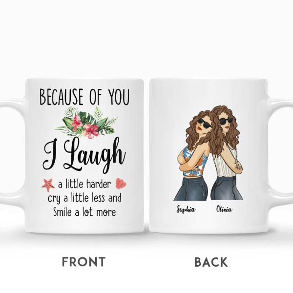 Custom Name Cool Besties Summer Because Of You I Laugh A Little Harder Birthday Gifts For Besties Personalized Best Friend | Seseable CA