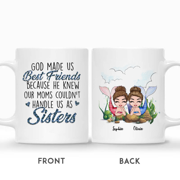 Custom Name Mermaid Together God Made Us Friends Because He Knew Our Moms Could Not Handle Us Personalized Best Friend | Seseable CA