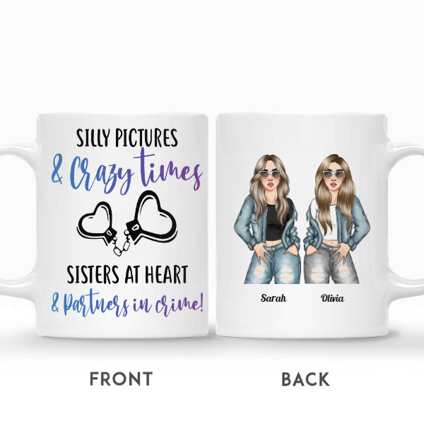 Custom Name Fashion Girls Silly Pictures And Crazy Times Sisters At Heart And Partners In Crime Personalized Best Friend