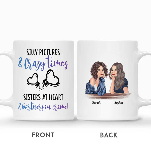 Custom Best Friends Gifts Personalized Name Gift Ideas For Bestie Silly Pictures And Crazy Times Sisters At Heart And Partners In Crime