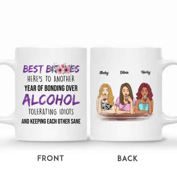 Custom Best Friends Gifts Personalized Name Gift For Bestie Drinking Team Best Bitches Alcohol | Seseable CA