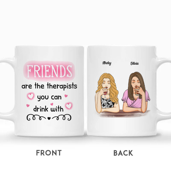 Custom Best Friends Gifts Personalized Name Gift For Bestie Drinking Team Friends Are Therapists You Can Drink With | Seseable CA