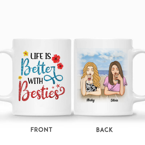 Custom Best Friends Gifts Personalized Name Birthday Gift For Bestie Drinking Team Summer Life Is Better With Besties | Seseable CA