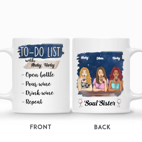 Custom Best Friends Gifts Personalized Name Gift For Bestie Drinking Team Soul Sister Our To Do List Wine | Seseable CA