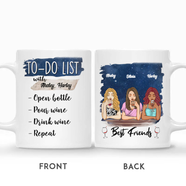 Custom Best Friends Gifts Personalized Name Gift For Bestie Drinking Team Best Friends Our To Do List Wine | Seseable CA