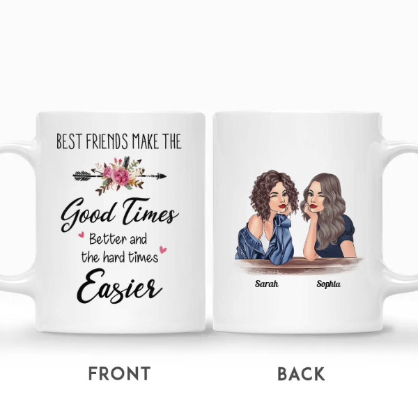 Custom Best Friends Gifts Personalized Name Gift For Bestie Best Friends Make The Good Times Better And The Hard Times Easier | Seseable CA