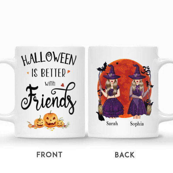 Custom Halloween Witches Gifts Personalized Name Gift For Bestie Halloween Is Better With FriendS | Seseable CA