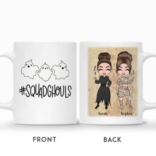Custom Halloween Chibi Best Friends Gifts Personalized Name Gift For Friends Squad Ghouls | Seseable CA