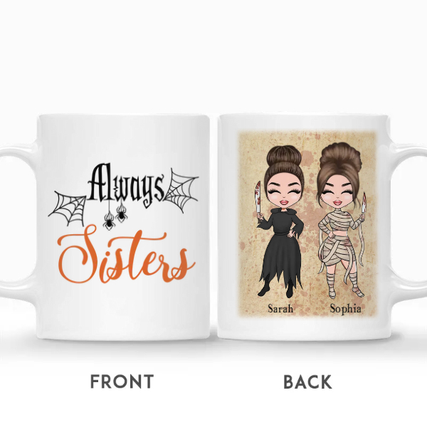 Custom Halloween Chibi Best Friends Gifts Personalized Name Gift For Friends Always Sisters