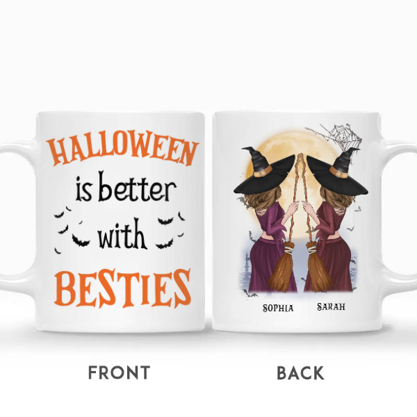 Custom Halloween Witches Together Gifts Personalized Name Gift For Friends Halloween Is Better With Besties