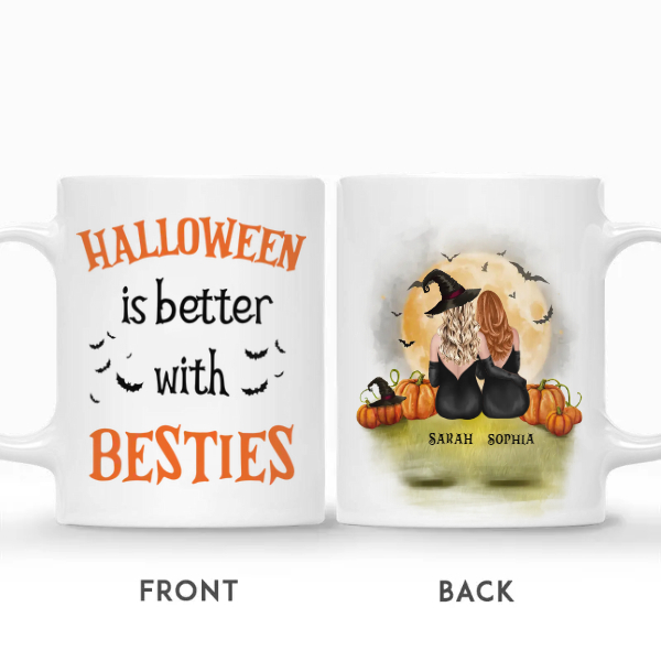 Custom Halloween Witches Besties Gifts Personalized Name Halloween Is Better With Friends | Seseable CA