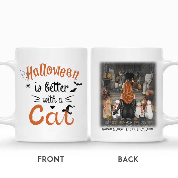 Custom Halloween Cat Moms Gifts Personalized Name Cat Lovers Gift Halloween Is Better With Cat
