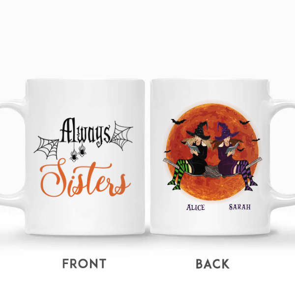 Custom Halloween Witches Reading Gifts Personalized Name Gifts For Friends Always Sisters | Seseable CA