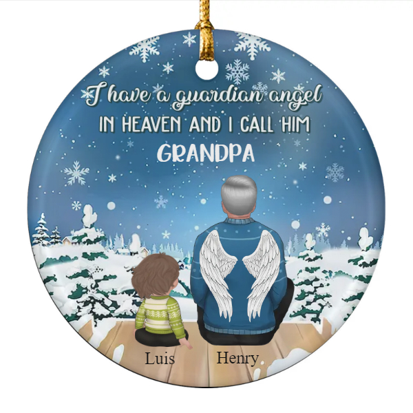 Custom Christmas Memorial Grandpa Gifts Personalized Name Memorial Gift For Grandpa Kid I Have Guardian Angel | Seseable CA
