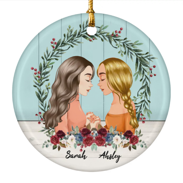 Custom Christmas Best Friends Gifts Personalized Name Gift For Bestie Merry Christmas Wreath