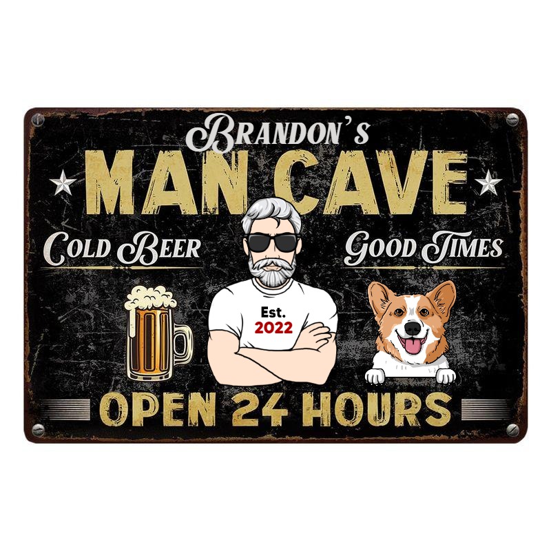Personalized Indoor Decor Man Cave Dog Metal Sign